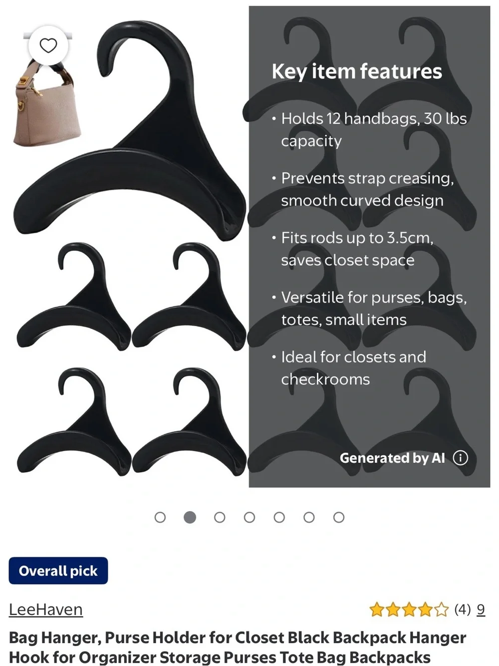 Black Bag Hanger/Purse Holder 5 pcs.